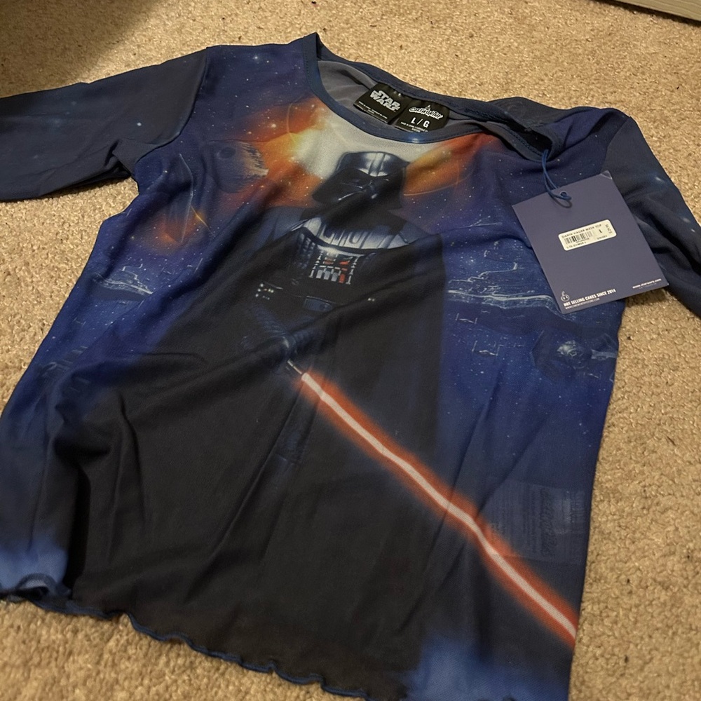 Star Wars Darth Vader Mesh Top in Blue and Black